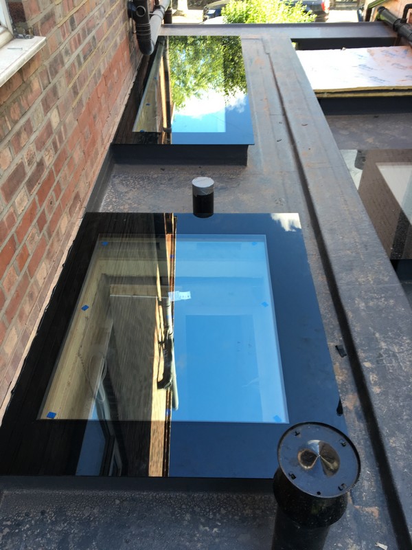 Multiple flat roof skylights on extension in East Dulwich
